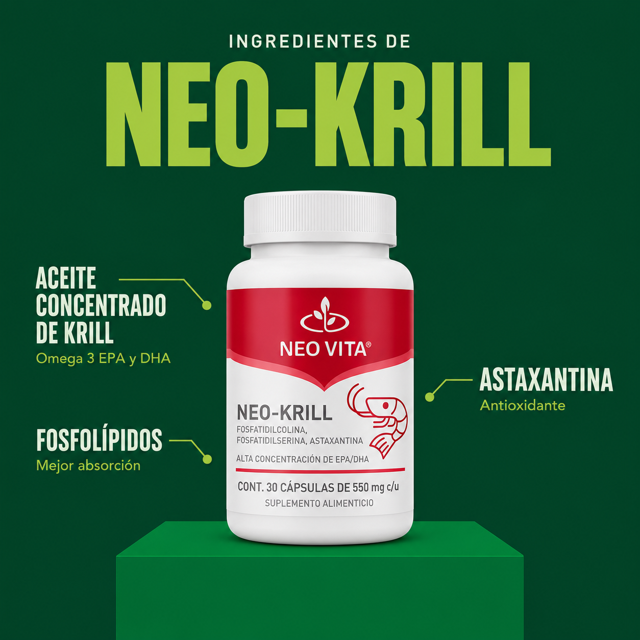 NEO-KRILL | Omega 3 con Astaxantina para el Corazón