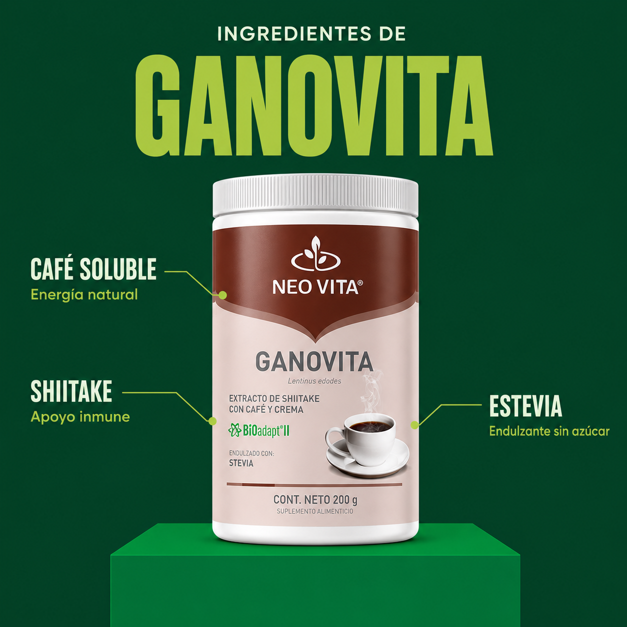 GANOVITA | Shiitake Adaptógeno para Defensas y Vitalidad