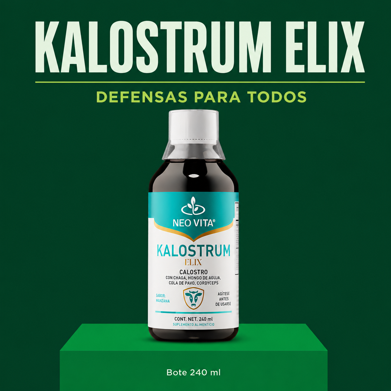 KALOSTRUM ELIX | Defensas y Energía con Calostro + 4 Hongos Funcionales