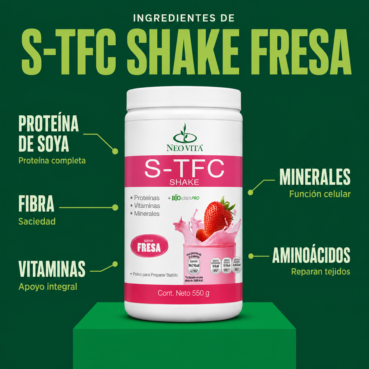 S-TFC SHAKE FRESA | Batido Proteico Sabor Fresa